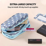 Darrahopens Health & Beauty > Cosmetic Storage > Cosmetic & Toiletry Bags 2 Layer Makeup Bag w/ Mirror Travel Cosmetic Bag Organizer Brush Slots Portable