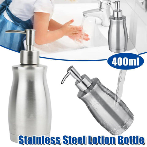 Darrahopens Health & Beauty > Cosmetic Storage > Cosmetic & Toiletry Bags 304 Household Stainless Steel Liquid Soap Lotion Shampoo Dispenser Bottle 400ML
