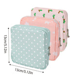 Darrahopens Health & Beauty > Cosmetic Storage > Cosmetic & Toiletry Bags 3PCS Cotton Sanitary Napkin Storage Bag Pink Leaves Cactus Dots Portable Pouch