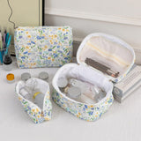 Darrahopens Health & Beauty > Cosmetic Storage > Cosmetic & Toiletry Bags 3SET Quilted Floral Makeup Bag Collection Cute Rabbit Pattern Cosmetic Pouch &Travel Toiletry Organizer & Pencil Case for School and Home