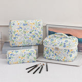 Darrahopens Health & Beauty > Cosmetic Storage > Cosmetic & Toiletry Bags 3SET Quilted Floral Makeup Bag Collection Cute Rabbit Pattern Cosmetic Pouch &Travel Toiletry Organizer & Pencil Case for School and Home