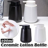 Darrahopens Health & Beauty > Cosmetic Storage > Cosmetic & Toiletry Bags 400ML Ceramic Stoneware Soap Dispenser Modern Design Lotion Pump Manual Bathroom - Black