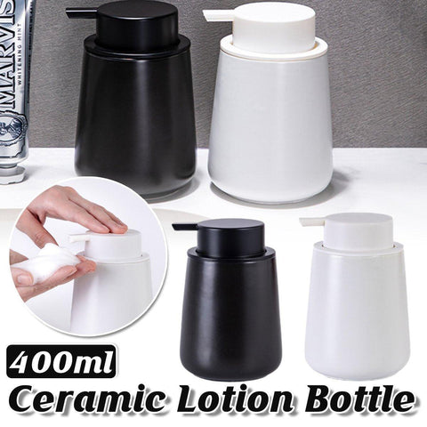 Darrahopens Health & Beauty > Cosmetic Storage > Cosmetic & Toiletry Bags 400ML Ceramic Stoneware Soap Dispenser Modern Design Lotion Pump Manual Bathroom - White