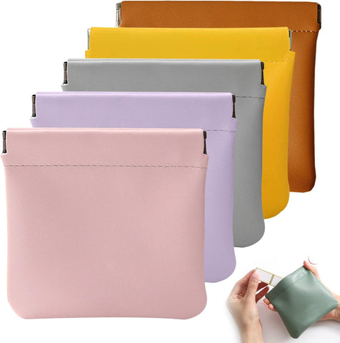 Darrahopens Health & Beauty > Cosmetic Storage > Cosmetic & Toiletry Bags 5pcs Lambskin Pocket Cosmetic Bag Makeup Pouch for Women Mini Makeup Bag Travel Storage -Waterproof Portable Squeeze Top Self-closing