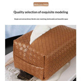 Darrahopens Health & Beauty > Cosmetic Storage > Cosmetic & Toiletry Bags Aesthetic Rectangle Tissue Box Cover, High Flat Box Tissues Holder Rectangular, Woven Textured,Orange coffee color（Only tissue box）