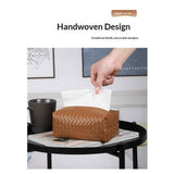 Darrahopens Health & Beauty > Cosmetic Storage > Cosmetic & Toiletry Bags Aesthetic Rectangle Tissue Box Cover, High Flat Box Tissues Holder Rectangular, Woven Textured,Orange coffee color（Only tissue box）