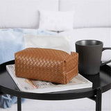 Darrahopens Health & Beauty > Cosmetic Storage > Cosmetic & Toiletry Bags Aesthetic Rectangle Tissue Box Cover, High Flat Box Tissues Holder Rectangular, Woven Textured,Orange coffee color（Only tissue box）