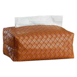 Darrahopens Health & Beauty > Cosmetic Storage > Cosmetic & Toiletry Bags Aesthetic Rectangle Tissue Box Cover, High Flat Box Tissues Holder Rectangular, Woven Textured,Orange coffee color（Only tissue box）