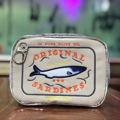 Darrahopens Health & Beauty > Cosmetic Storage > Cosmetic & Toiletry Bags Beige Quirky Sardine Tin Novelty Clutch - Fun PU Leather Makeup & Accessory Pouch