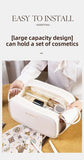 Darrahopens Health & Beauty > Cosmetic Storage > Cosmetic & Toiletry Bags Black Large Capacity PU Leather Makeup Bag Dual Zipper Cosmetic Case Waterproof Travel Toiletry Organiser with Brush Compartment