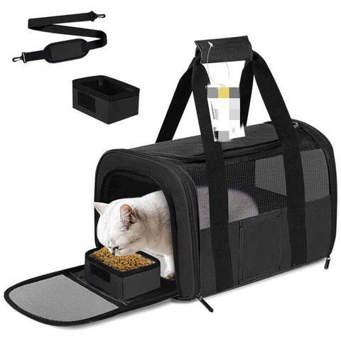 Darrahopens Health & Beauty > Cosmetic Storage > Cosmetic & Toiletry Bags Black Large Cat & Small Dog Carrier - Soft-Sided, Foldable & Breathable Pet Travel Bag (43x30x28 cm)