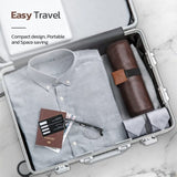 Darrahopens Health & Beauty > Cosmetic Storage > Cosmetic & Toiletry Bags Black Men's PU Leather Toiletry Bag - Waterproof Travel Organizer for Shaving Kits & Bathroom Accessories (50.8x25.4 cm unfolded, 25.4 cm rolled)