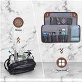 Darrahopens Health & Beauty > Cosmetic Storage > Cosmetic & Toiletry Bags Black Men's PU Leather Toiletry Bag - Waterproof Travel Organizer for Shaving Kits & Bathroom Accessories (50.8x25.4 cm unfolded, 25.4 cm rolled)