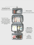 Darrahopens Health & Beauty > Cosmetic Storage > Cosmetic & Toiletry Bags Black Waterproof 4-Fold Hanging Toiletry Bag with Wet/Dry Separation for Australian Travel & Cosmetics