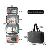 Darrahopens Health & Beauty > Cosmetic Storage > Cosmetic & Toiletry Bags Black Waterproof 4-Fold Hanging Toiletry Bag with Wet/Dry Separation for Australian Travel & Cosmetics