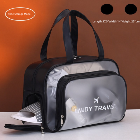 Darrahopens Health & Beauty > Cosmetic Storage > Cosmetic & Toiletry Bags Black Waterproof Wet Dry Separation Travel Bag - Gym, Beach, Swim, Sports Tote with Shoe Compartment(Filming props are not included)