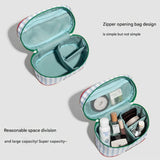 Darrahopens Health & Beauty > Cosmetic Storage > Cosmetic & Toiletry Bags Blue And Green Chic Gingham Plaid Cosmetic Bag - Large Capacity Portable Travel Toiletry Organizer, Water-Resistant