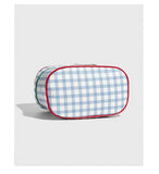 Darrahopens Health & Beauty > Cosmetic Storage > Cosmetic & Toiletry Bags Blue And Green Chic Gingham Plaid Cosmetic Bag - Large Capacity Portable Travel Toiletry Organizer, Water-Resistant