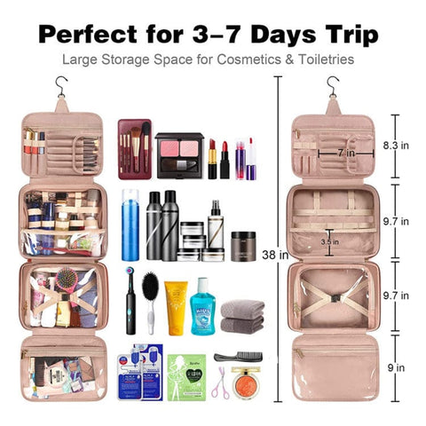 Darrahopens Health & Beauty > Cosmetic Storage > Cosmetic & Toiletry Bags Blue Portable Large Hanging Womens' Luxury PU Leather Cosmetic Bag -  Waterproof Travel Toiletry Organizer , Easy Visibility & Durable