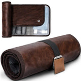 Darrahopens Health & Beauty > Cosmetic Storage > Cosmetic & Toiletry Bags Brown Men's PU Leather Toiletry Bag - Waterproof Travel Organizer for Shaving Kits & Bathroom Accessories (50.8x25.4 cm unfolded, 25.4 cm rolled)