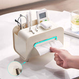 Darrahopens Health & Beauty > Cosmetic Storage > Cosmetic & Toiletry Bags Desktop Tissue Box Multifunction Tissue Storage Dispenser with Phone Holder Remote Control Organizer Cream White In Australia - Darrahopens