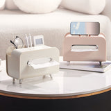 Darrahopens Health & Beauty > Cosmetic Storage > Cosmetic & Toiletry Bags Desktop Tissue Box Multifunction Tissue Storage Dispenser with Phone Holder Remote Control Organizer Cream White In Australia - Darrahopens