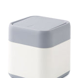 Darrahopens Health & Beauty > Cosmetic Storage > Cosmetic & Toiletry Bags Desktop Trash Can Cute Drop Resistant Portable Tiny Desktop Garbage Bin with Detachable Lid for Car and Home Snap On [Grey Beige] In Australia - Darrahopens
