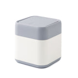 Darrahopens Health & Beauty > Cosmetic Storage > Cosmetic & Toiletry Bags Desktop Trash Can Cute Drop Resistant Portable Tiny Desktop Garbage Bin with Detachable Lid for Car and Home Snap On [Grey Beige] In Australia - Darrahopens