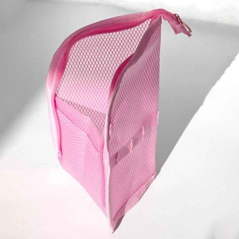 Darrahopens Health & Beauty > Cosmetic Storage > Cosmetic & Toiletry Bags EVA Mesh Travel Toothbrush Organizer, Portable Toiletry Pouch, Multifunctional Organizer for Toothpaste, Eyebrow Pencils, and Lipstick - Pink