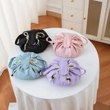 Darrahopens Health & Beauty > Cosmetic Storage > Cosmetic & Toiletry Bags Foldable Drawstring Makeup Bag - Multifunctional Portable Travel Storage Bag for Cosmetics, Toiletry Bags & Accessories, Compact Durable Fabric Bag for Living Room, Shower Table & Travel（Pink）