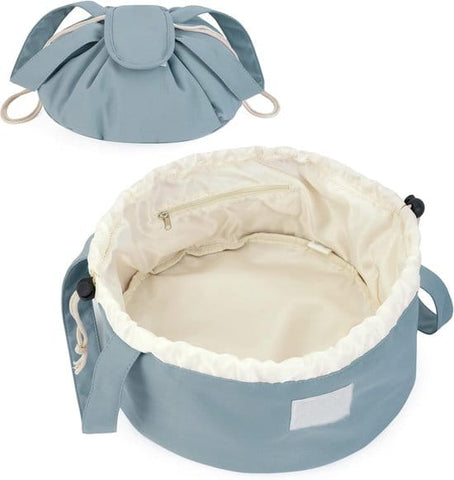 Darrahopens Health & Beauty > Cosmetic Storage > Cosmetic & Toiletry Bags Foldable Drawstring Makeup Bag - Multifunctional Portable Travel Storage Bag for Cosmetics, Toiletry Bags & Accessories, Compact Durable Fabric Bag for Living Room, Shower Table & Travel（Blue）