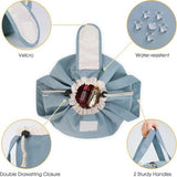 Darrahopens Health & Beauty > Cosmetic Storage > Cosmetic & Toiletry Bags Foldable Drawstring Makeup Bag - Multifunctional Portable Travel Storage Bag for Cosmetics, Toiletry Bags & Accessories, Compact Durable Fabric Bag for Living Room, Shower Table & Travel（Blue）