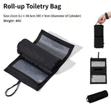 Darrahopens Health & Beauty > Cosmetic Storage > Cosmetic & Toiletry Bags Foldable Toiletry Bag with Hanging Hook - Waterproof Travel Wash Bag - with Multiple Compartments & Mesh - Compact Makeup and Toiletry Bag for Vacation, Sports and Camping - Black