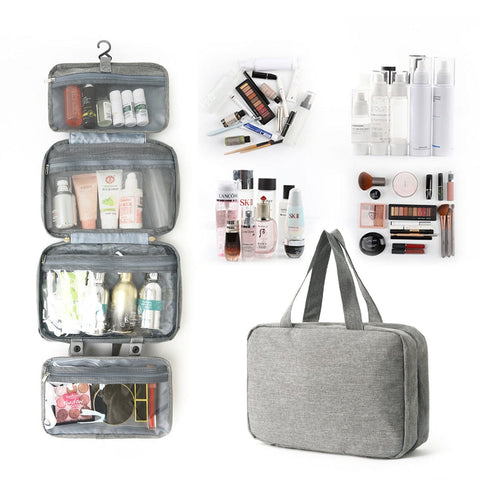 Darrahopens Health & Beauty > Cosmetic Storage > Cosmetic & Toiletry Bags Gray Waterproof 4-Fold Hanging Toiletry Bag with Wet/Dry Separation for Australian Travel & Cosmetics