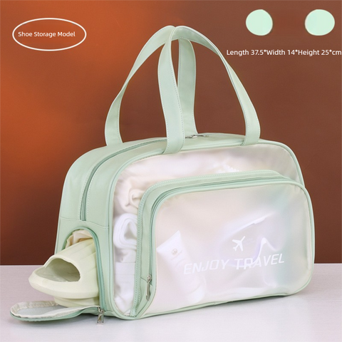 Darrahopens Health & Beauty > Cosmetic Storage > Cosmetic & Toiletry Bags Green Waterproof Wet Dry Separation Travel Bag - Gym, Beach, Swim, Sports Tote with Shoe Compartment(Filming props are not included)