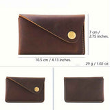 Darrahopens Health & Beauty > Cosmetic Storage > Cosmetic & Toiletry Bags Handmade Grain Leather Card Wallet - Hand Stitched Rounded Corner Card Holder, Slim Snap Closure Minimalist Card Case Artisan Crafted Wallet (Brown)