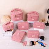 Darrahopens Health & Beauty > Cosmetic Storage > Cosmetic & Toiletry Bags Large Plush Teddy Fleece Cosmetic Bag - Soft Sherpa Makeup Case with Handle - Pink Travel Toiletry Organiser (26cm)
