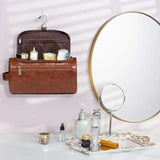 Darrahopens Health & Beauty > Cosmetic Storage > Cosmetic & Toiletry Bags Large PU Leather Travel Toiletry Bag, Waterproof Portable Makeup Organizer, White