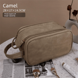 Darrahopens Health & Beauty > Cosmetic Storage > Cosmetic & Toiletry Bags Luxury Camel Colour Large Capacity Makeup Bag – 3-Layer Double Zipper Travel Toiletry Organizer with Waterproof TPU Brush Holders
