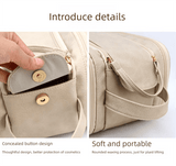 Darrahopens Health & Beauty > Cosmetic Storage > Cosmetic & Toiletry Bags Luxury Camel Colour Large Capacity Makeup Bag – 3-Layer Double Zipper Travel Toiletry Organizer with Waterproof TPU Brush Holders