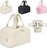 Darrahopens Health & Beauty > Cosmetic Storage > Cosmetic & Toiletry Bags Multi-Zip Makeup Bag - Toiletry Bag - Spacious Storage, Organized Layered Design with Carry Handle - Ideal for Travel & Daily Use (Beige)
