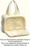 Darrahopens Health & Beauty > Cosmetic Storage > Cosmetic & Toiletry Bags Multi-Zip Makeup Bag - Toiletry Bag - Spacious Storage, Organized Layered Design with Carry Handle - Ideal for Travel & Daily Use (Beige)