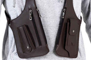 Darrahopens Health & Beauty > Cosmetic Storage > Cosmetic & Toiletry Bags Outdoor Double Shoulder Armpit Bag with Multiple Pockets - Brown