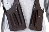 Darrahopens Health & Beauty > Cosmetic Storage > Cosmetic & Toiletry Bags Outdoor Double Shoulder Armpit Bag with Multiple Pockets - Brown