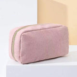 Darrahopens Health & Beauty > Cosmetic Storage > Cosmetic & Toiletry Bags Pink Corduroy Cosmetic Bag Large Capacity 20cm Makeup Pouch for Lipstick Jewelry and Keys - Soft Portable Travel Toiletry Organiser