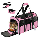 Darrahopens Health & Beauty > Cosmetic Storage > Cosmetic & Toiletry Bags Pink Large Cat & Small Dog Carrier - Soft-Sided, Foldable & Breathable Pet Travel Bag (43x30x28 cm)