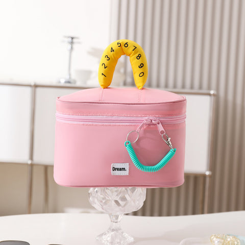 Darrahopens Health & Beauty > Cosmetic Storage > Cosmetic & Toiletry Bags Pink Portable Makeup Bag – Large Capacity, Multi-Compartment Cosmetic Organizer for Women (22×13×15cm)