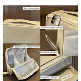 Darrahopens Health & Beauty > Cosmetic Storage > Cosmetic & Toiletry Bags Portable Multi-Functional Toiletry Bag, Stand-Up Large-Capacity Storage Bag for Makeup Brushes, Cosmetics, and Toiletries, Jinbu Multi-Compartment Storage Bag - Black