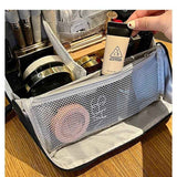 Darrahopens Health & Beauty > Cosmetic Storage > Cosmetic & Toiletry Bags Portable Multi-Functional Toiletry Bag, Stand-Up Large-Capacity Storage Bag for Makeup Brushes, Cosmetics, and Toiletries, Jinbu Multi-Compartment Storage Bag - Yellow
