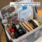 Darrahopens Health & Beauty > Cosmetic Storage > Cosmetic & Toiletry Bags Portable Multi-Functional Toiletry Bag, Stand-Up Large-Capacity Storage Bag for Makeup Brushes, Cosmetics, and Toiletries, Jinbu Multi-Compartment Storage Bag - Yellow